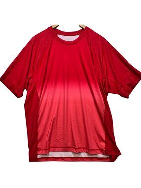 Lands' End Men's Ombre Performance T-Shirt Short Sleeve Stretch Size XL Red